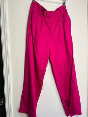 Women’s  Bright Magenta Straight-Leg linen/cotton Pants